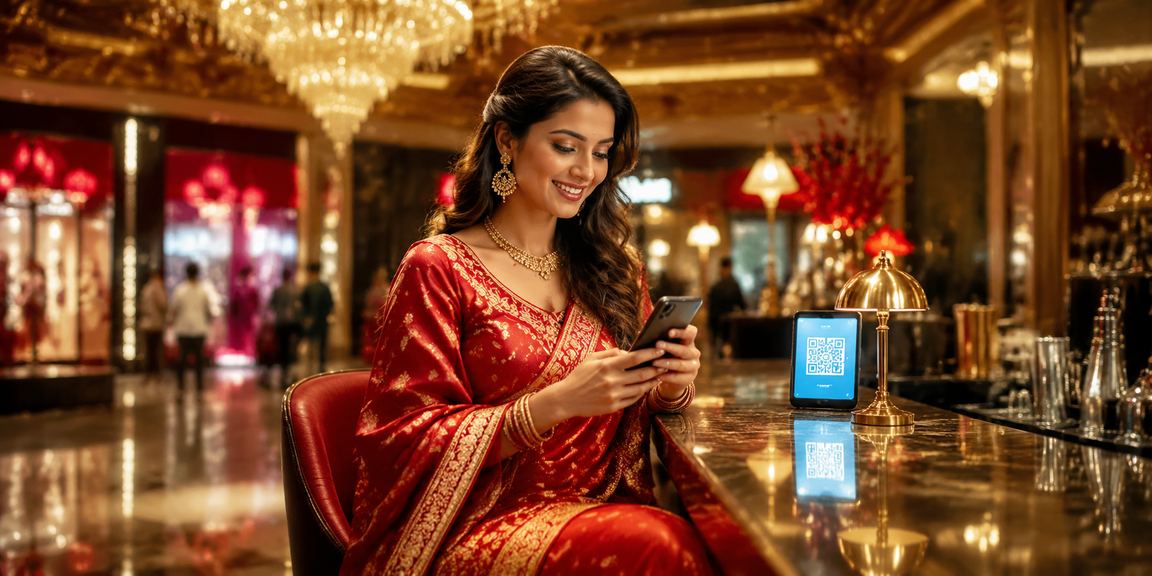 Woman using mobile wallet payment for lottery gaming